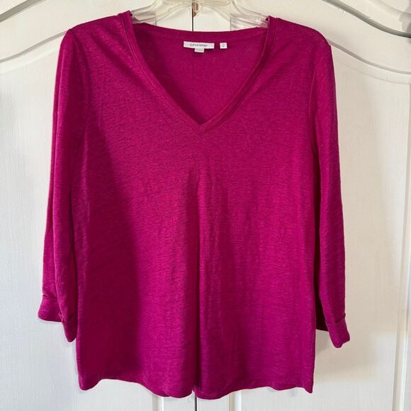 Chico's 100% Linen, Burnout Knit Top, Size Medium - Picture 1 of 8